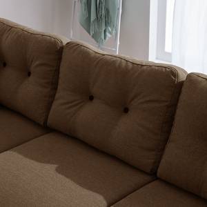 Canapé d’angle SOLA Tissage à plat - Tissu Luba: Marron clair - Méridienne courte à gauche (vue de face) - Avec fonction couchage