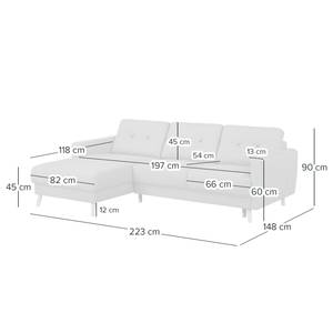 Hoekbank SOLA met chaise longue Stof Luba: Lichtbruin - Longchair vooraanzicht links - Met slaapfunctie