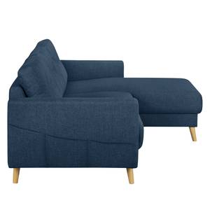 Divano angolare SOLA con chaise longue Tessuto Luba: blu jeans - Longchair preimpostata a destra - Funzione letto