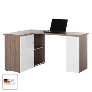 Bureau d'angle Samiera Imitation chêne foncé / Blanc brillant