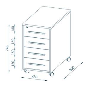 Rollende kast Merit I Hoogglans wit/Sonoma eikenhoutkleurig