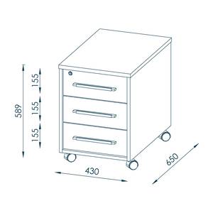 Rollcontainer Merit II Hochglanz Weiß / Eiche Sonoma Dekor