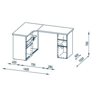 Bureau d'angle Samiera Blanc alpin / Blanc brillant