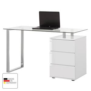 Bureau pour ordinateur Sima Blanc brillant / Chrome