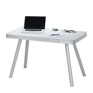 Schreibtisch Dahoff I Matt Silber / Weiß - Weiß