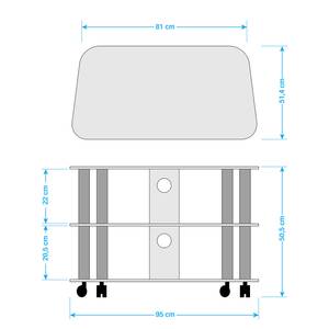 Supporto TV Ottone I Ottone/Vetro trasparente