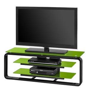 Meuble TV Rack Jared I Noir / Verre vert - Largeur : 110 cm