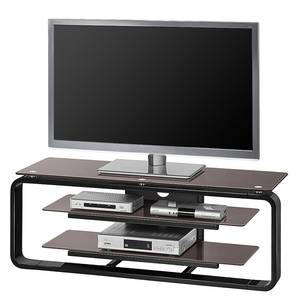 Meuble TV Rack Jared I Noir / Verre gris lava - Largeur : 110 cm