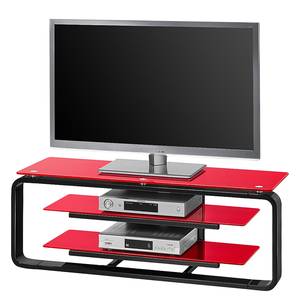 Tv-rek Jared I Zwart/rood glas - Breedte: 110 cm