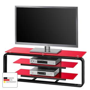 Tv-rek Jared I Zwart/rood glas - Breedte: 110 cm