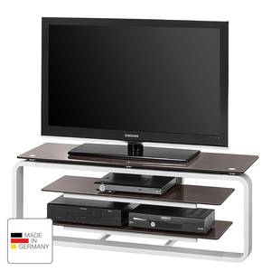 Meuble TV Rack Jared I Blanc brillant / Lava - Largeur : 110 cm