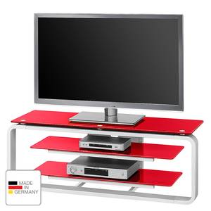 TV-Rack Jared I Weiß / Glas Rot - 110 cm - Weiß / Glas Rot - Breite: 110 cm