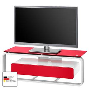 Supporto TV Shanon Bianco / Vetro rosso - Larghezza: 110 cm