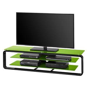 Meuble TV Rack Jared I Noir / Verre vert - Largeur : 150 cm