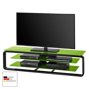 Meuble TV Rack Jared I Noir / Verre vert - Largeur : 150 cm