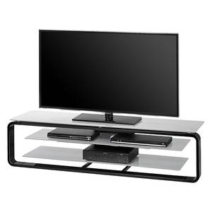 Meuble TV Rack Jared I Noir / Verre gris platine - Largeur : 150 cm