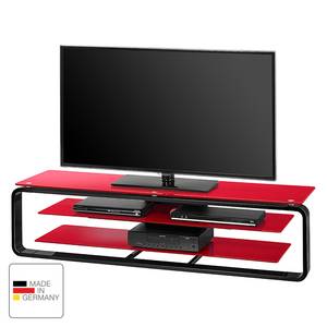 Mobiletto TV Jared I Nero / Vetro rosso - Larghezza: 150 cm