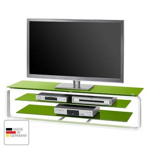 Mobiletto TV Jared I Bianco / Vetro verde - Larghezza: 150 cm