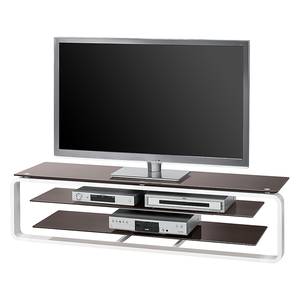 Meuble TV Rack Jared I Blanc brillant / Lava - Largeur : 150 cm