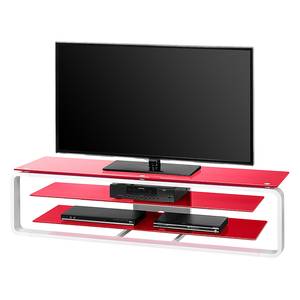 Tv-rek Jared I Wit/rood glas - Breedte: 150 cm