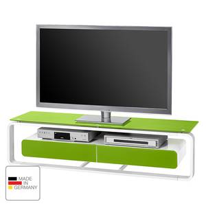 Tv-rek Shanon I hoogglans wit - Wit/groen glas - Breedte: 150 cm
