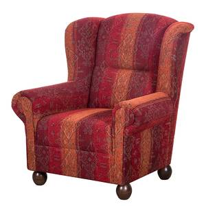 Oorfauteuil Isabelle rode geweven stof - Met hocker