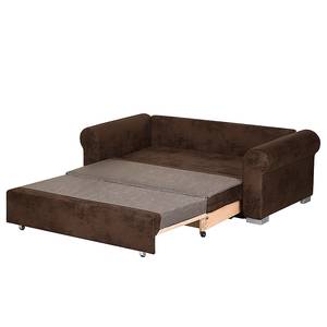 Divano letto LATINA Basic Country Effetto pelle anticata - Microfibra Afua: marrone cioccolato - Larghezza: 165 cm