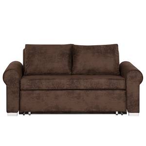 Divano letto LATINA Basic Country Effetto pelle anticata - Microfibra Afua: marrone cioccolato - Larghezza: 165 cm