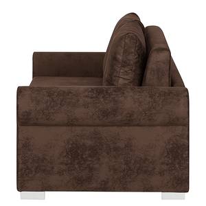 Divano letto LATINA Basic Country Effetto pelle anticata - Microfibra Afua: marrone cioccolato - Larghezza: 165 cm