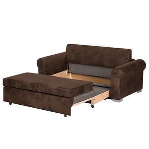 Divano letto LATINA Basic Country Effetto pelle anticata - Microfibra Afua: marrone cioccolato - Larghezza: 165 cm