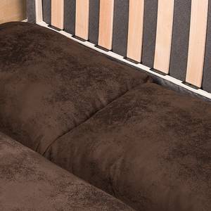 Slaapbank LATINA Basic Country antieke leren look - Microvezel Afua: Chocoladebruin - Breedte: 165 cm