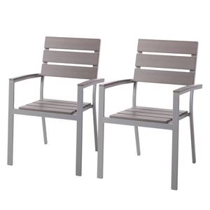 Tuinstoelen Kudo IV (2-delige set) polywood/aluminium - grijs/platinagrijs