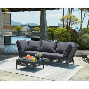 Loungeecke Kylo Webstoff / Polyrattan - Grau / Anthrazit