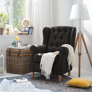 Fauteuil à oreilles Luro Tissu structuré - Tissu Inas: Anthracite