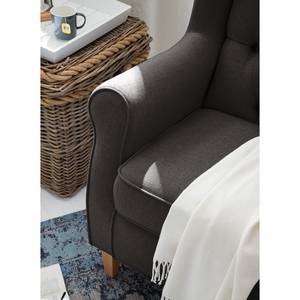 Fauteuil à oreilles Luro Tissu structuré - Tissu Inas: Anthracite