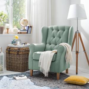 Fauteuil à oreilles Luro Tissu structuré - Tissu Auli: Bleu clair