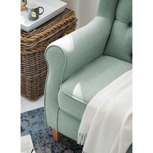 Fauteuil à oreilles Luro Tissu structuré - Tissu Auli: Bleu clair