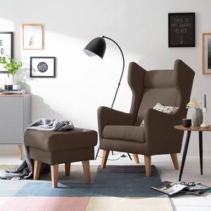 Fauteuil à oreilles Bucoli Feutre - Mocca - Sans repose-pieds