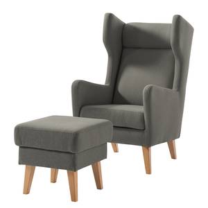 Oorfauteuil Bucoli vilt vilt - Grijs - Met hocker