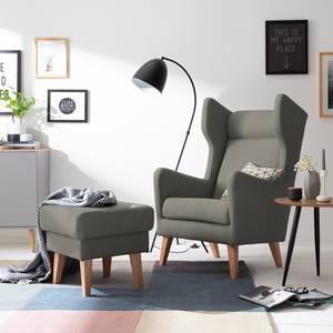 Fauteuil à oreilles Bucoli Feutre - Gris - Avec repose-pieds