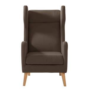 Fauteuil à oreilles Bucoli Feutre - Mocca - Avec repose-pieds