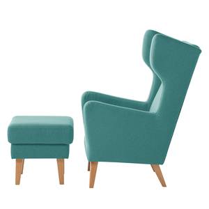 Oorfauteuil Bucoli vilt vilt - Turquoise - Met hocker