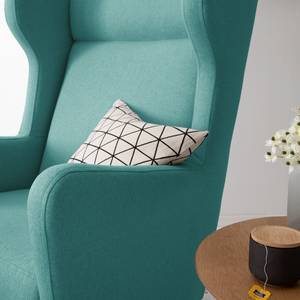 Oorfauteuil Bucoli vilt vilt - Turquoise - Met hocker