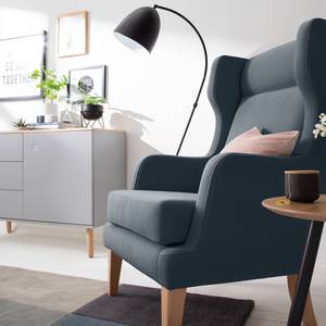 Fauteuil à oreilles Grenfell Tissu - Bleu jean