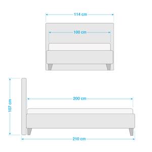 Lit capitonné Stensborg Anthracite - 100 x 200cm - Sans sommier & matelas