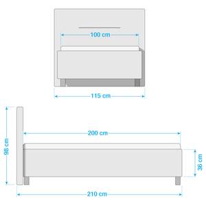 Gestoffeerd bed Jonsberg kunstleer - Zwart - 100 x 200cm