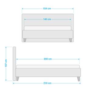 Gestoffeerd bed Stensborg structuurstof - Zilvergrijs - 140 x 200cm - Zonder lattenbodem & matras