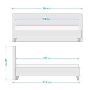 Gestoffeerd bed Stensborg structuurstof - Zilvergrijs - 200 x 200cm - Zonder lattenbodem & matras