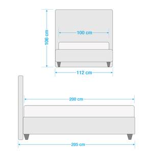 Gestoffeerd bed Alnarp structuurstof Ganiet - 100 x 200cm - Zonder lattenbodem & matras