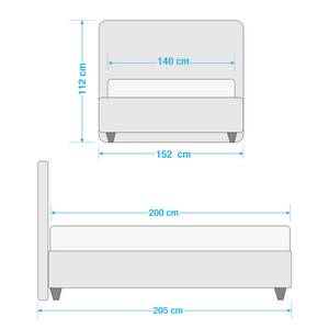 Gestoffeerd bed Alnarp structuurstof Antraciet - 140 x 200cm - Met lattenbodem